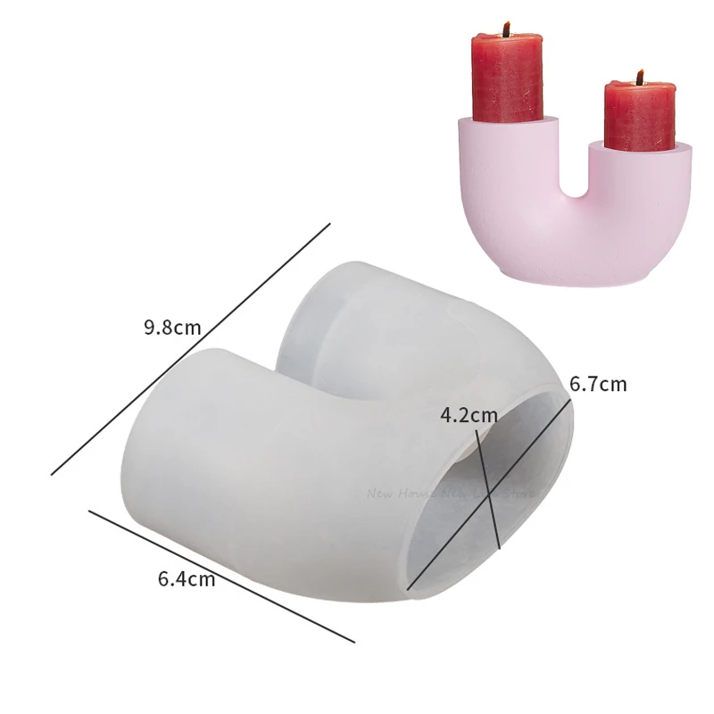 U Shaped Candlestick Silicone Mold DIY Arch Candle Holder Crafts Gifts Making Plaster Epoxy Resin Casting Molds Home Decoration