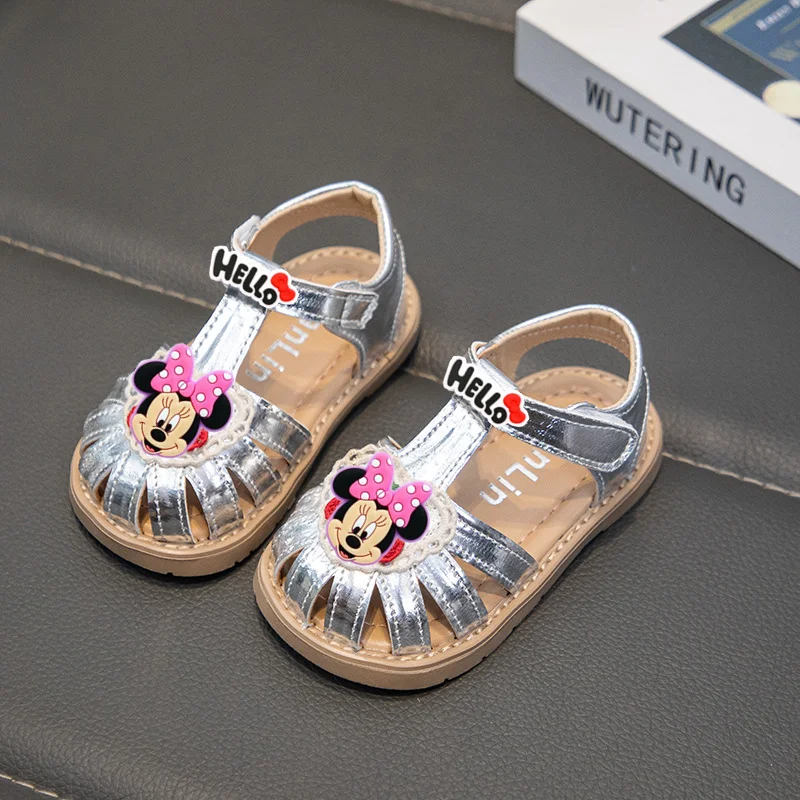 

0-3 Baby Ssoft-soled Toddler Shoes Disney Minnie mouse Sandals Mickey Mouse Girl Summer Princess Beach Shoes Non-slip Children