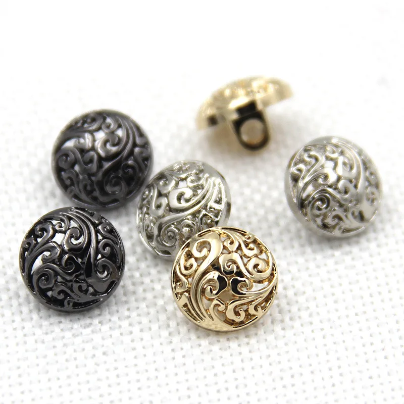 10 Pieces Hollow Metal Buttons Chinese Auspicious Cloud Beautiful Shank Buttons Woman Clothes Accessories