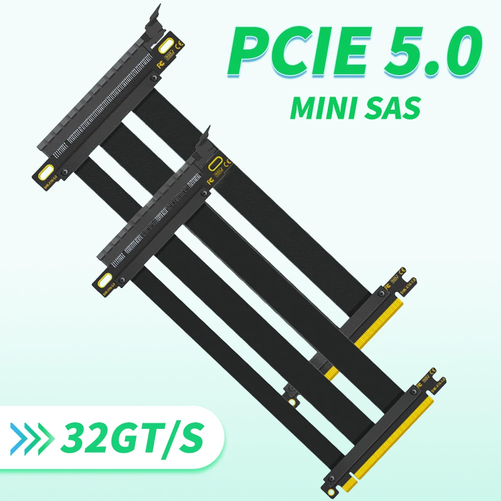 

Black PCI-E PCIE 5.0 x16 Extreme High Speed Riser Cable,PCI Express 16x Gen4, GPU Riser Cable Straight Connector 10cm-100cm