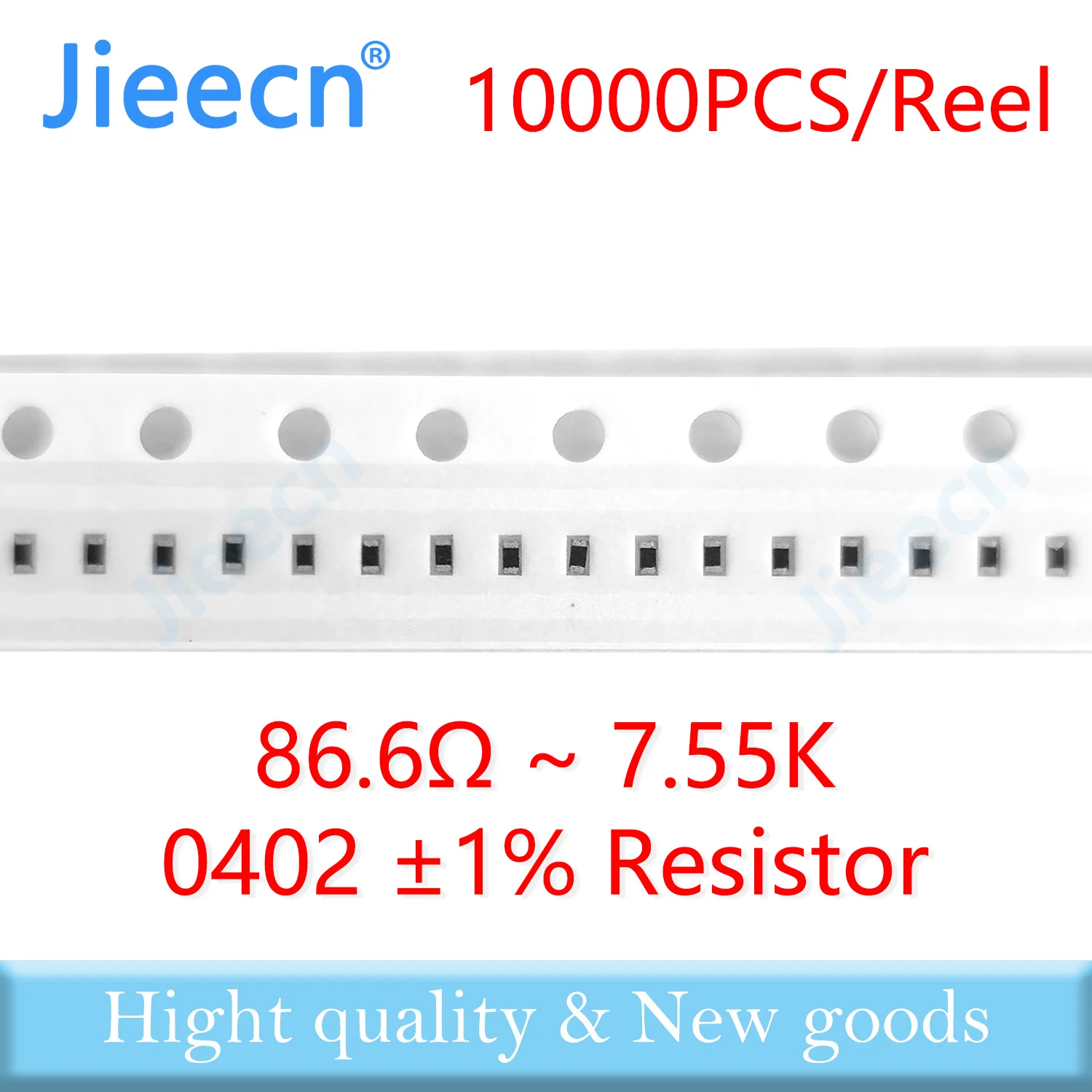 Jieecn 10000pcs 0402 F 1% SMD Resistor 86.6R-7.55K 1/16W 499R 510R 97.6R 100R 110R 910R 1K 1.1K 4.99K 49.9K 976R 9.76K ohm 1005