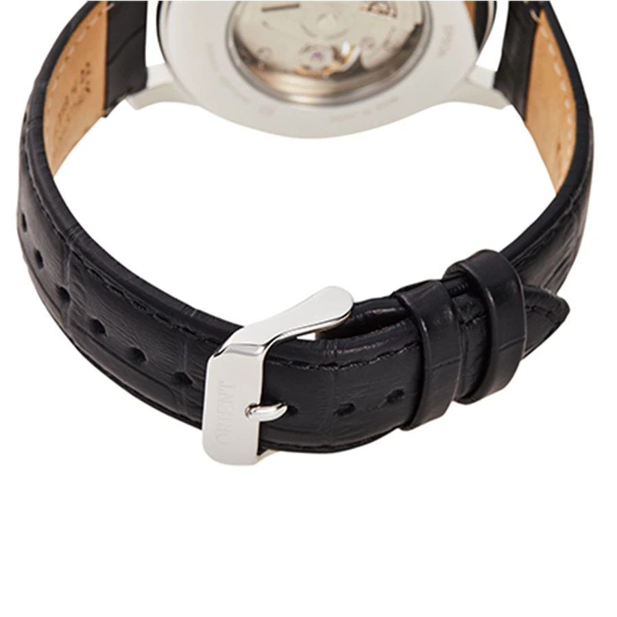 ساعة أورينت ساعة ميكانيكية يابانية أوتوماتيكية بالكامل مع هيكل عظمي شفاف وساعة يد رجال الأعمال الخلفية