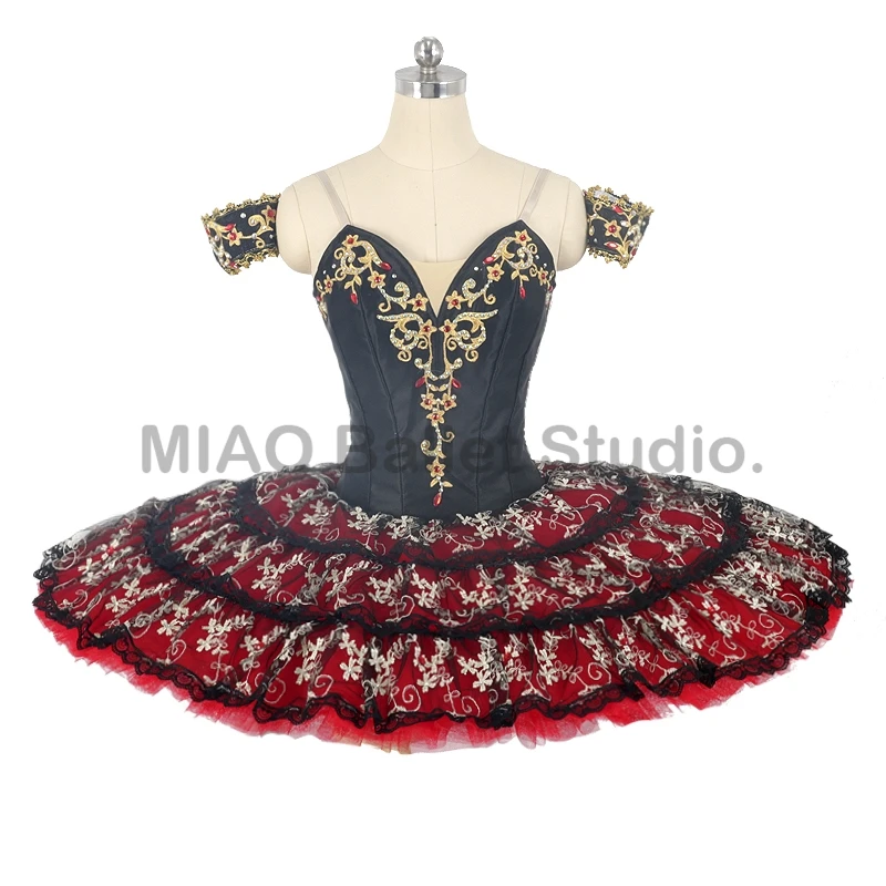 

black red stain ballet Tutu Don Quixote Variations girls competition professional tutu ballet classical pancake Costume 0461