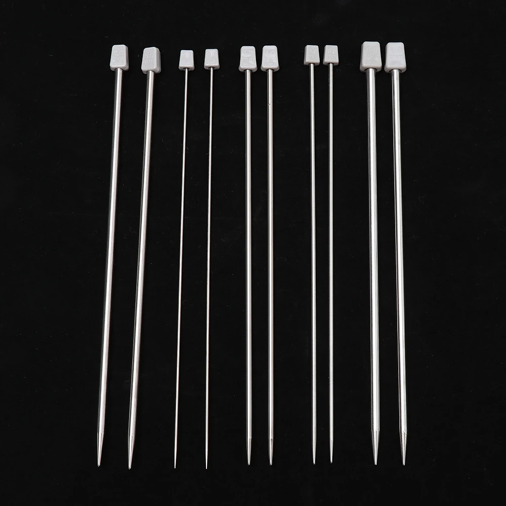 25cm/35cm Metal Straight Knitting Needles Stainless Steel Crochet Hook DIY Sweater Weave Yarn Knitting Tools Sewing Accessories