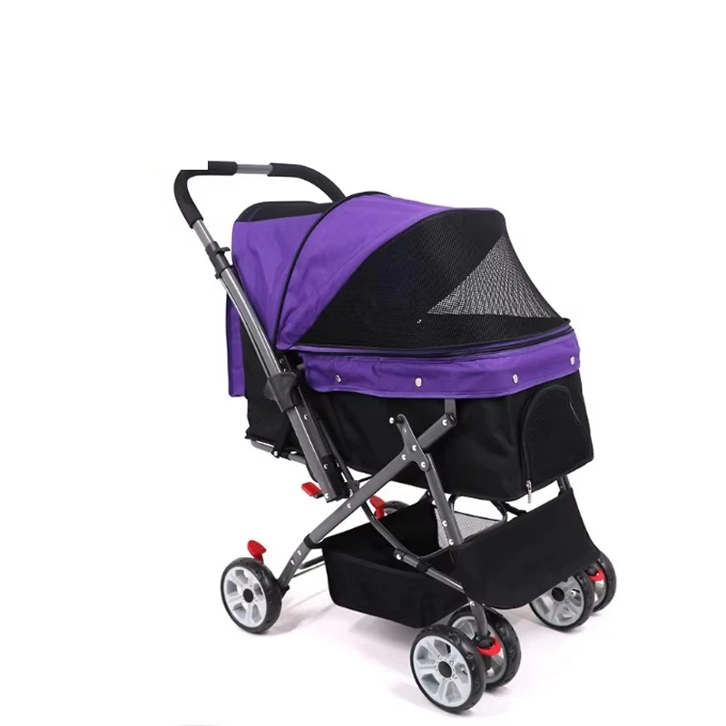 รถเข็นพับได้สำหรับสัตว์เลี้ยง HC-R023 ดีไซน์ใหม่ สำหรับสุนัข แมว และอื่นๆ ใช้สำหรับเดินทาง พกพา และเป็นรถเข็นสัตว์เลี้ยง