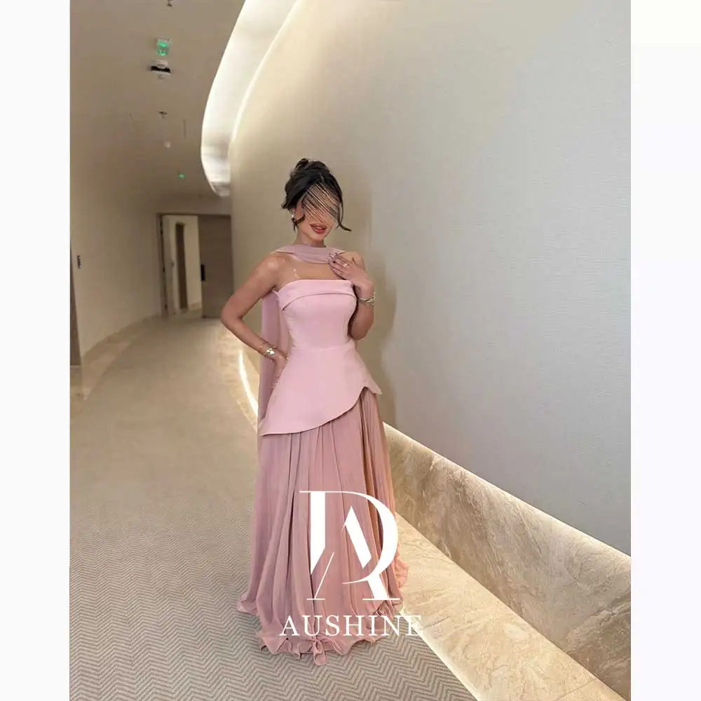 

Aushine Customized Birthday Evening Dress Floor Length Sleeveless Summer Elegant Wedding Party Gowns For Women Arab 2024