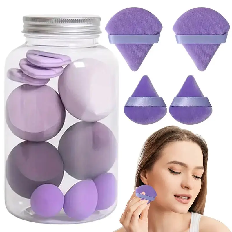 Hot Sale Face Make-Up Tool Set Met Organizer, Grote Beauty Eggs Fan Puffs Mini Beauty Eggs Duim Puffs Make-Up Spons Puffs