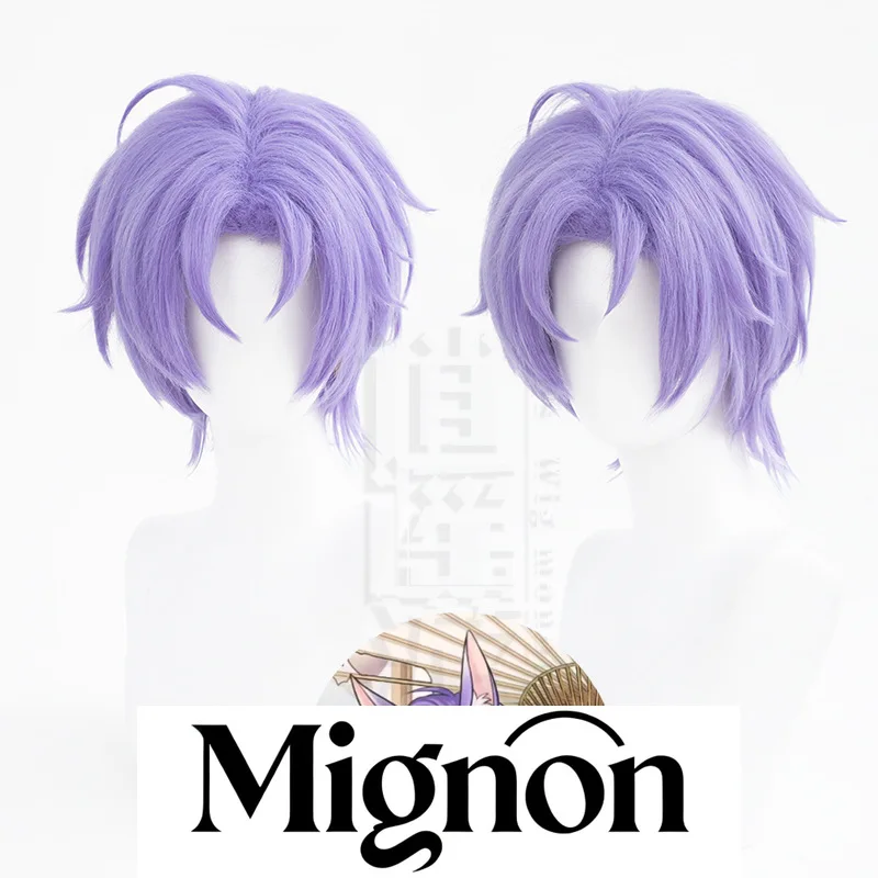 

Парик для косплея Twisted Wonderland Kuya, фиолетовые короткие волосы, средняя часть, пушистый подарок на Хэллоуин