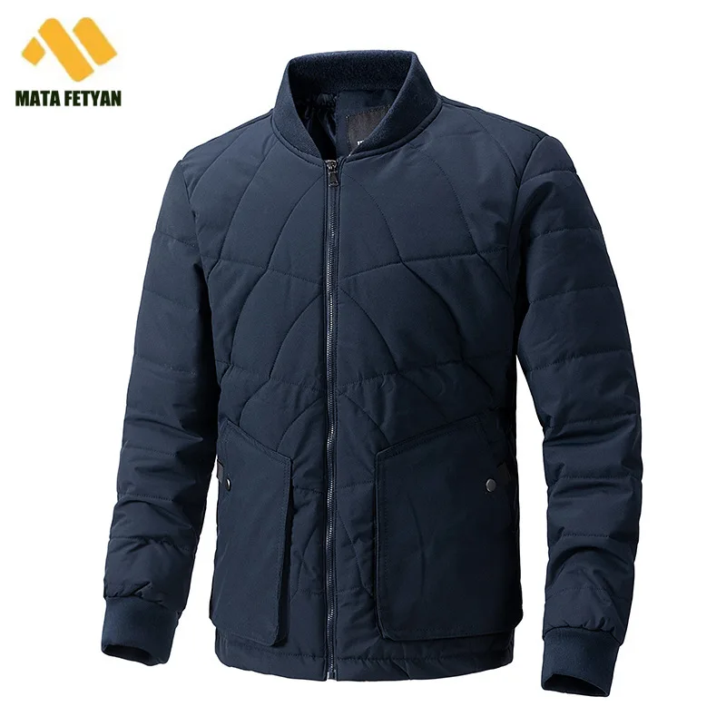 Men's Winter Jacket Casual Korean style Stand Collar Zipper Padded Coat Fashion Good Quality Black Sport Clothing For Men