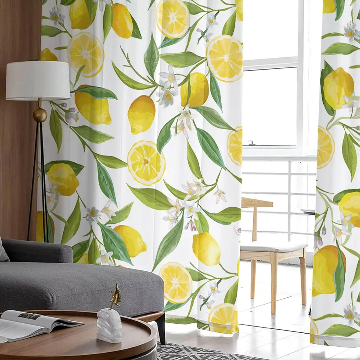 2 Pieces, Fruit Lemon Print Curtains, Country Style, Suitable For Kitchen, Living Room, And Bedroom Window Decorations.