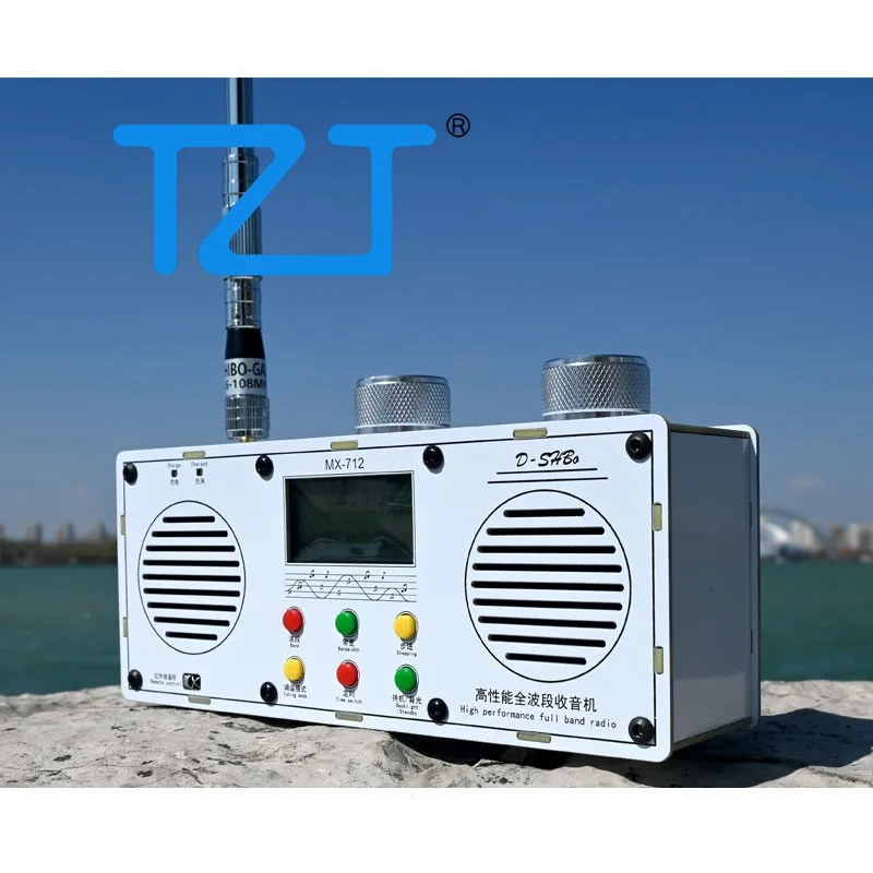 TZT MX712 Dual Speaker High Performance Full Band Stereo Radio TEF6686 Chip Vehicle Radio Built-in 7500mAH Lithium Battery