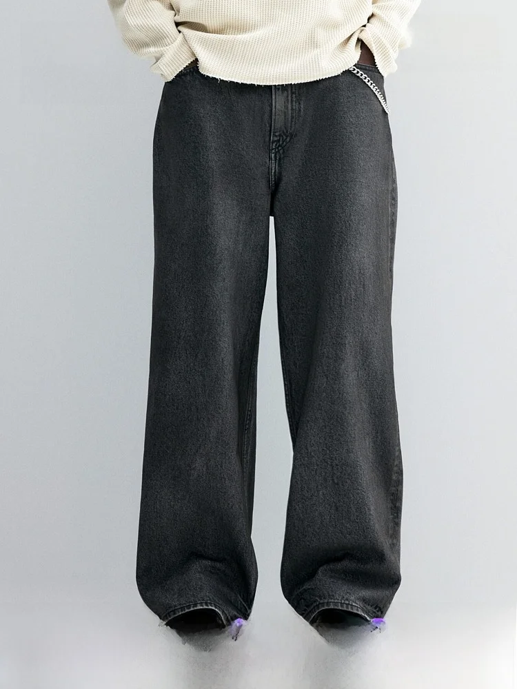 

Loose Fit Men's Jeans H&M Spring Casual mid Waist Cotton Zipper Closure 23543 Comfortable Loose Sle Blue Denim Trousers