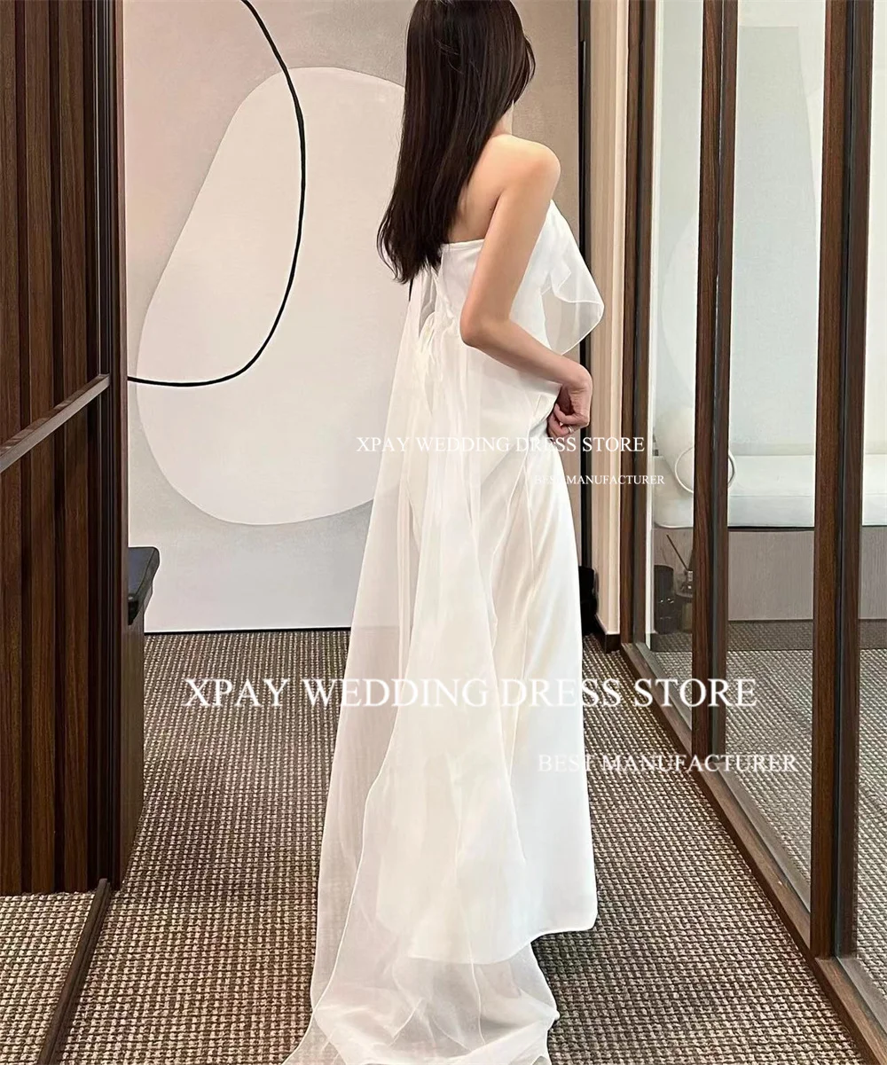 XPAY-Seda cetim sereia vestidos de casamento, simples vestido sem alças, até o chão, vestido de festa formal, estiramento liso, Coréia, personalizado