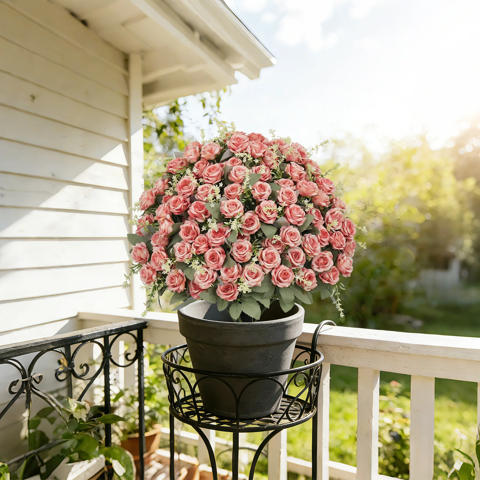 24-Inch Rose Decoration  Faux Artificial Plants Greenery With Pot Indoor  Outdoor Decoration Artificial Green Plants