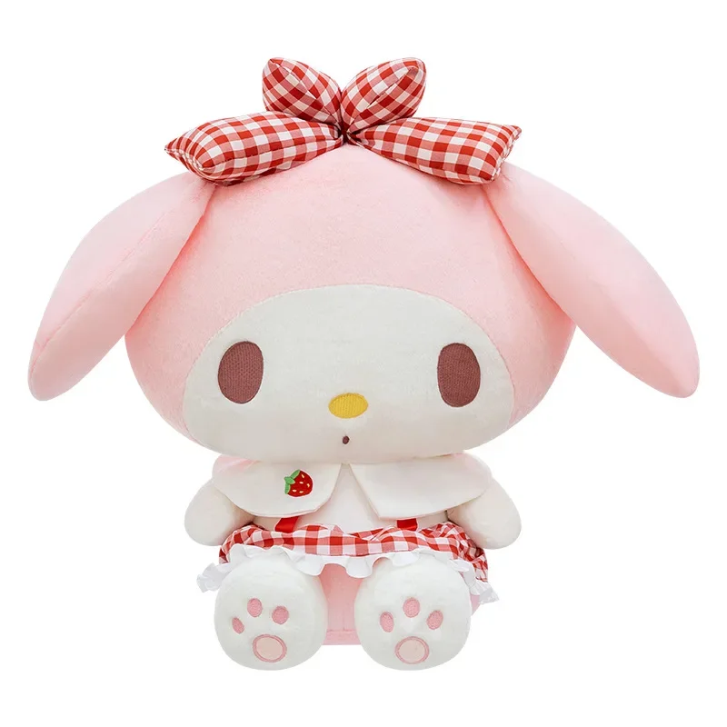 Kawaii Sanrio Plüschtier Erdbeer Kuromi im süßen Kleid My Melody Gefüllte Puppe Großes weiches Kissen für Kinder Geburtstagsgeschenk