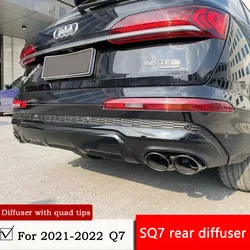 For 2021 2022 2023 2024 S-LINE Q7 SQ7 rear diffuser with quad tips glossy black style very nice SQ7 rear body kit
