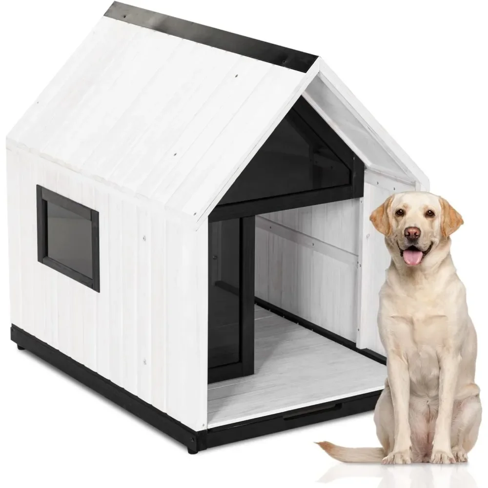 For Outdoor Dog House, Sun Protection Dog Houses for Small Medium Large Sized Dogs, Weatherproof Dog House with Slide Out Floor
