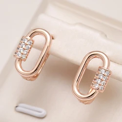 Kinel Unusual 585 Rose Gold Color Women Earrings Daily Fine Jewelry Minimalist Geometry Natural Zircon Drop Earring Fashion 2022