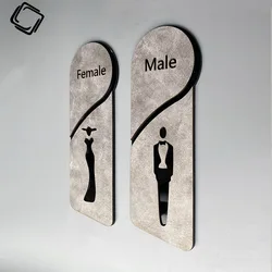 Door Sticker Creative WC Men's and Women's Restroom Bathroom Door Sign Toilet Signage Warm Reminder Sign Arrow Instruction Sign