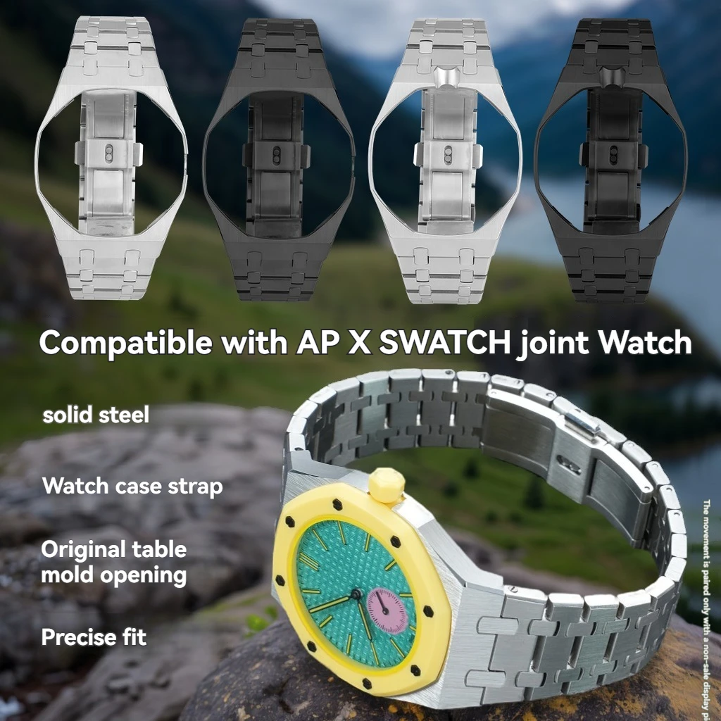 Stainless Steel Watch Case and Strap Mod Kit For Swatch X AP Royal Pop Pocket Changer To Wristwatch Personalized Accessories