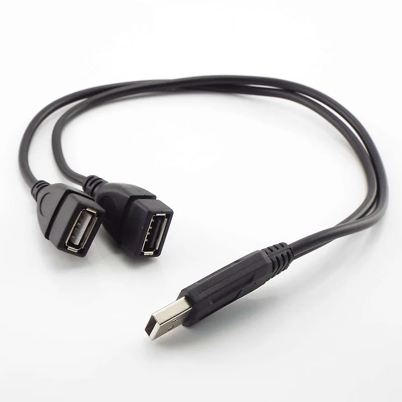 Convertitore adattatore di alimentazione USB A-maschio a 2 A-femmina Cavo sdoppiatore USB 2.0 maschio a doppio Y Cavo di prolunga di ricarica CC