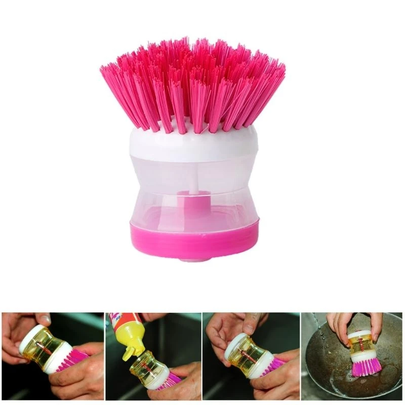 Kitchen Wash Tool Pot Dish Plastic Brush with Washing Up Liquid Soap Dispenser best sale