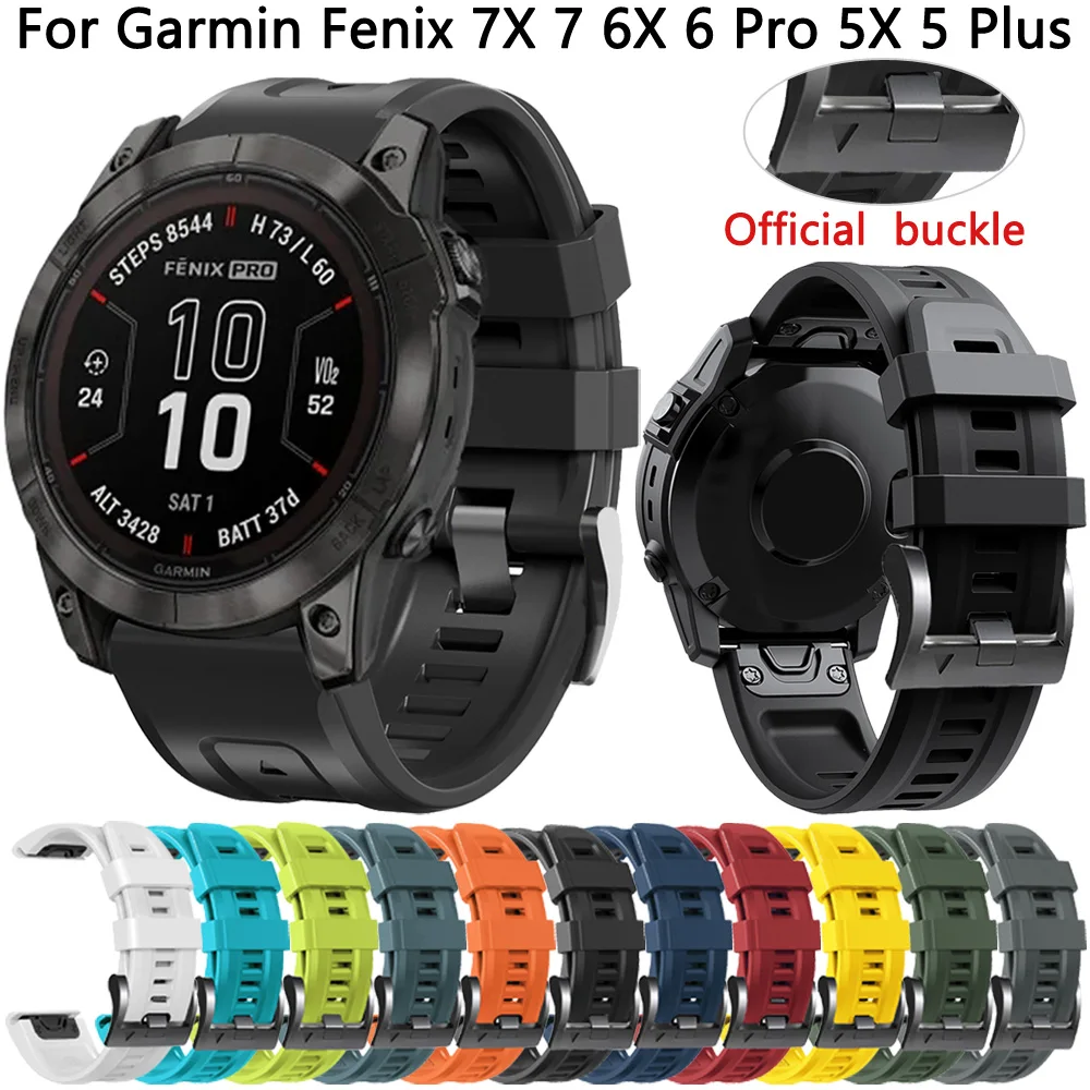 Silicone Quickfit Strap Bracelet For Garmin Fenix 7X 7 6X 6 Pro 5X 5 Plus 3 3HR 945 22mm 26mm Watch Band Epix Gen 2 Tactix Bravo