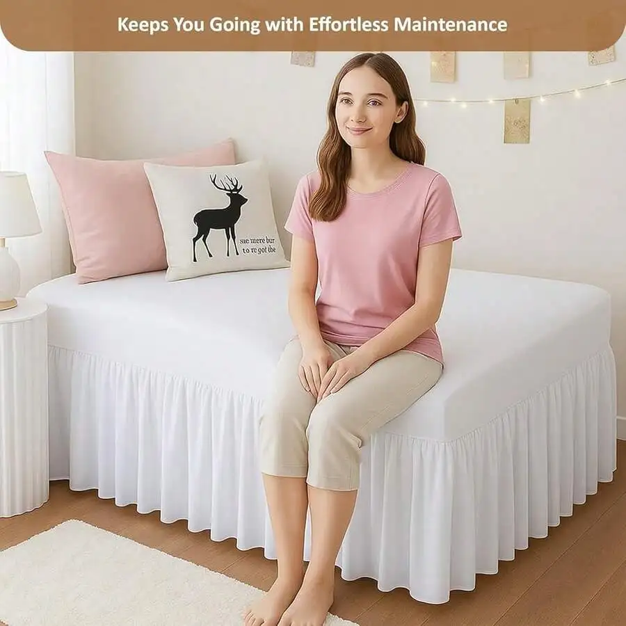Microfiber Bed Skirt With 30 Inch Drop For Twin XL Loft Beds White view 2
