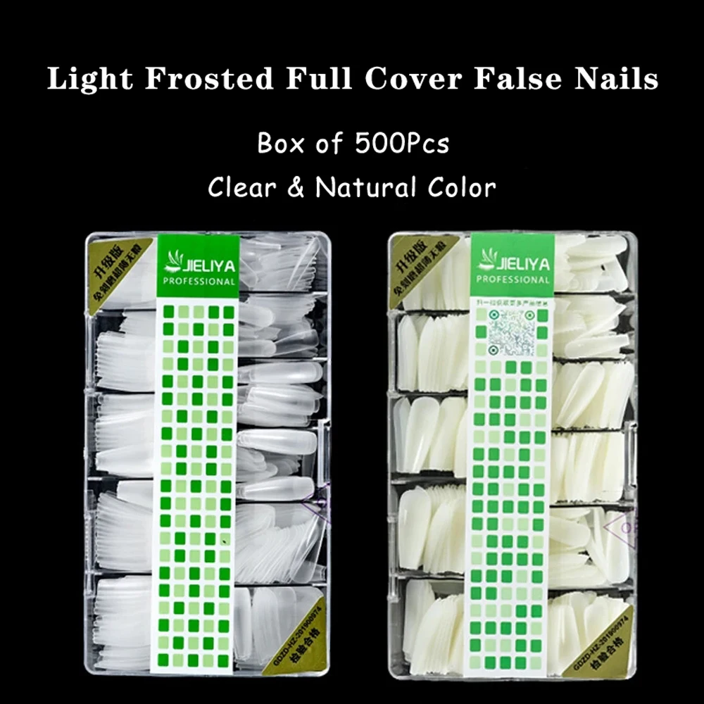 500PCS/Pack False Nail Frosted Wearable Clear Natural Short/ Long Ultra Thin Waterdrop Press on Nails Art Tips Manicure Tool#HG1