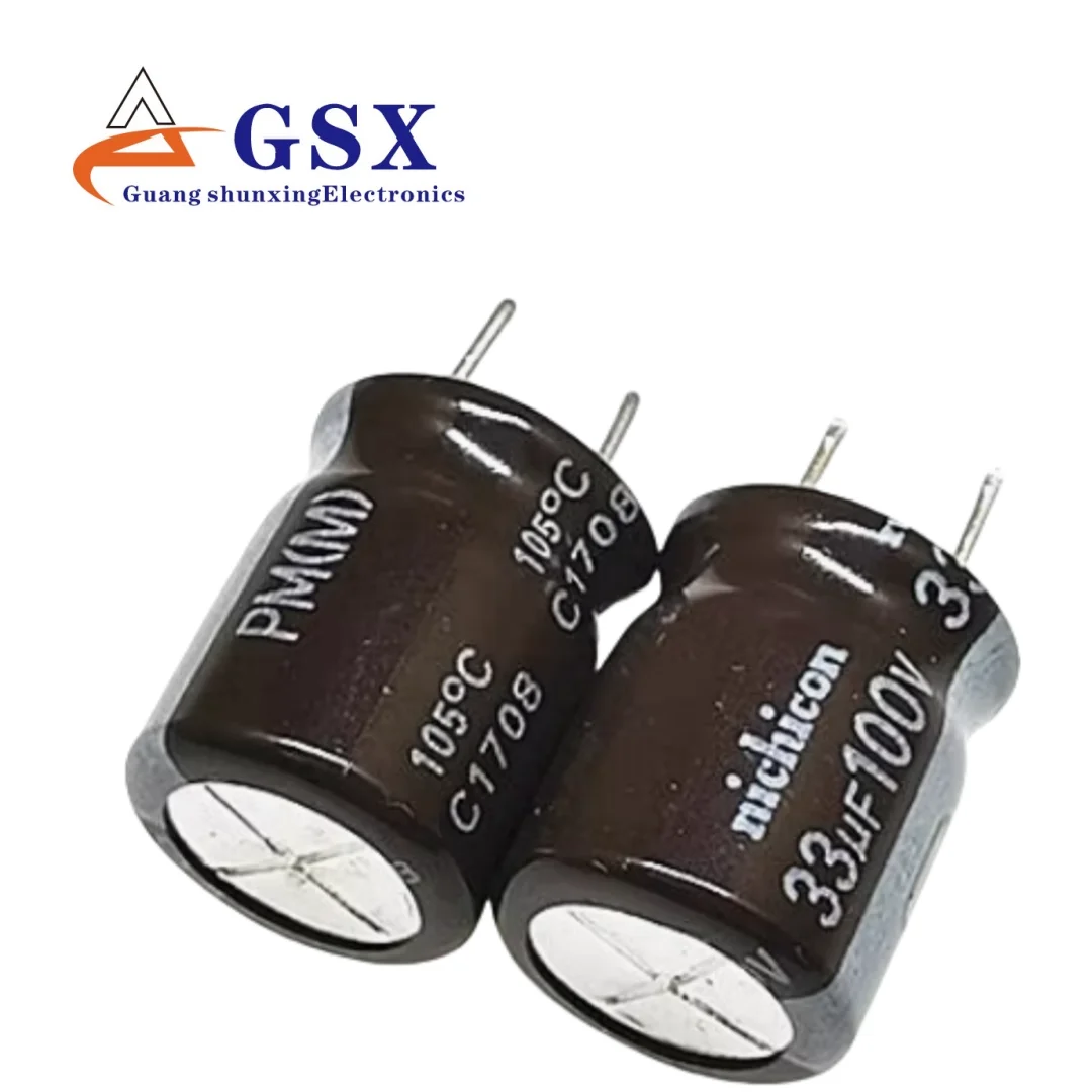 

33 мкФ 100 В импортный алюминиевый электролитический конденсатор 100 В 33 мкФ 10*12,5 Nichicon PM высокочастотный длительный срок службы