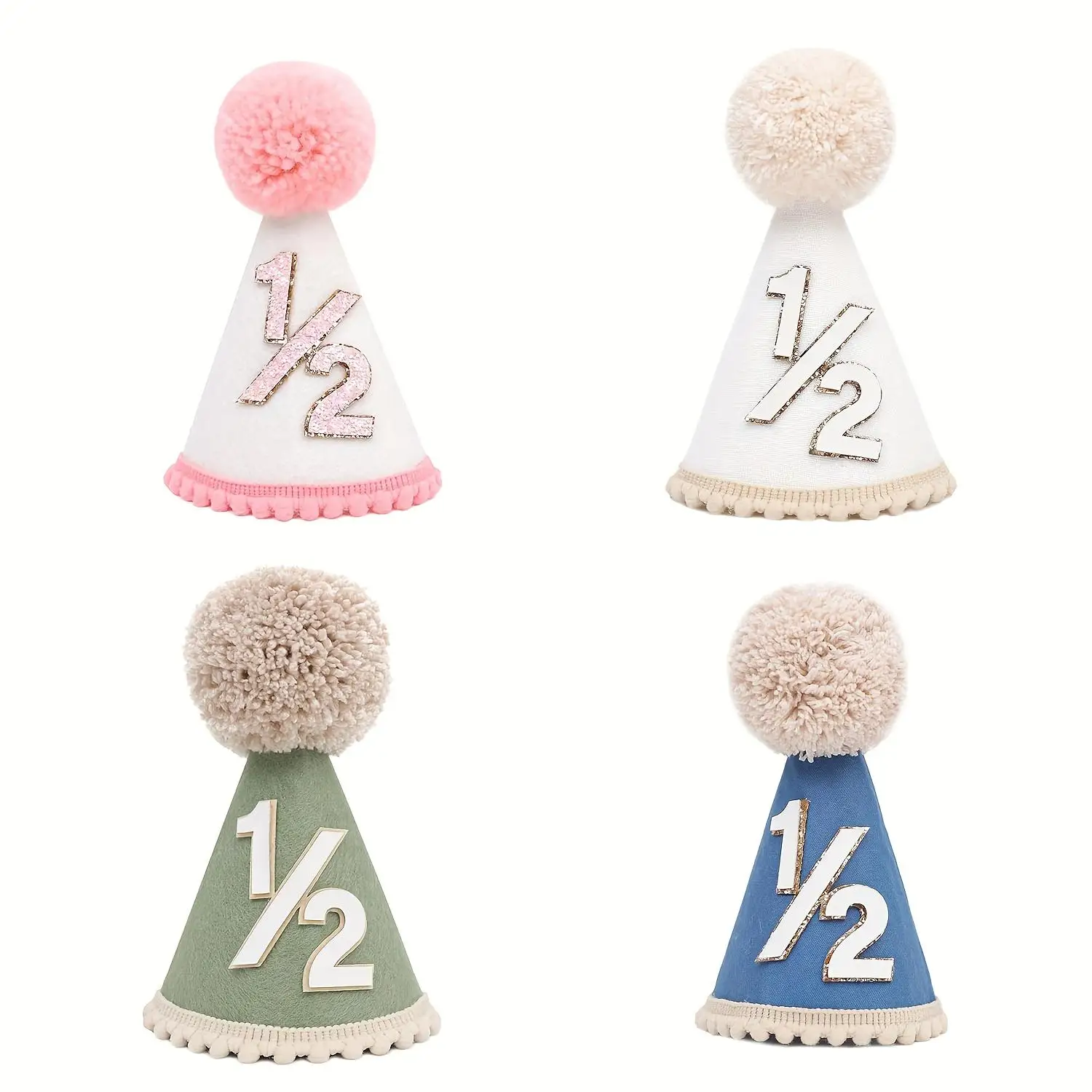 1pc Half-Year Birthday Party Hat - Pink, White, Green, Blue, Ideal for Birthday Celebrations and Decorations, Birthday Party Hat