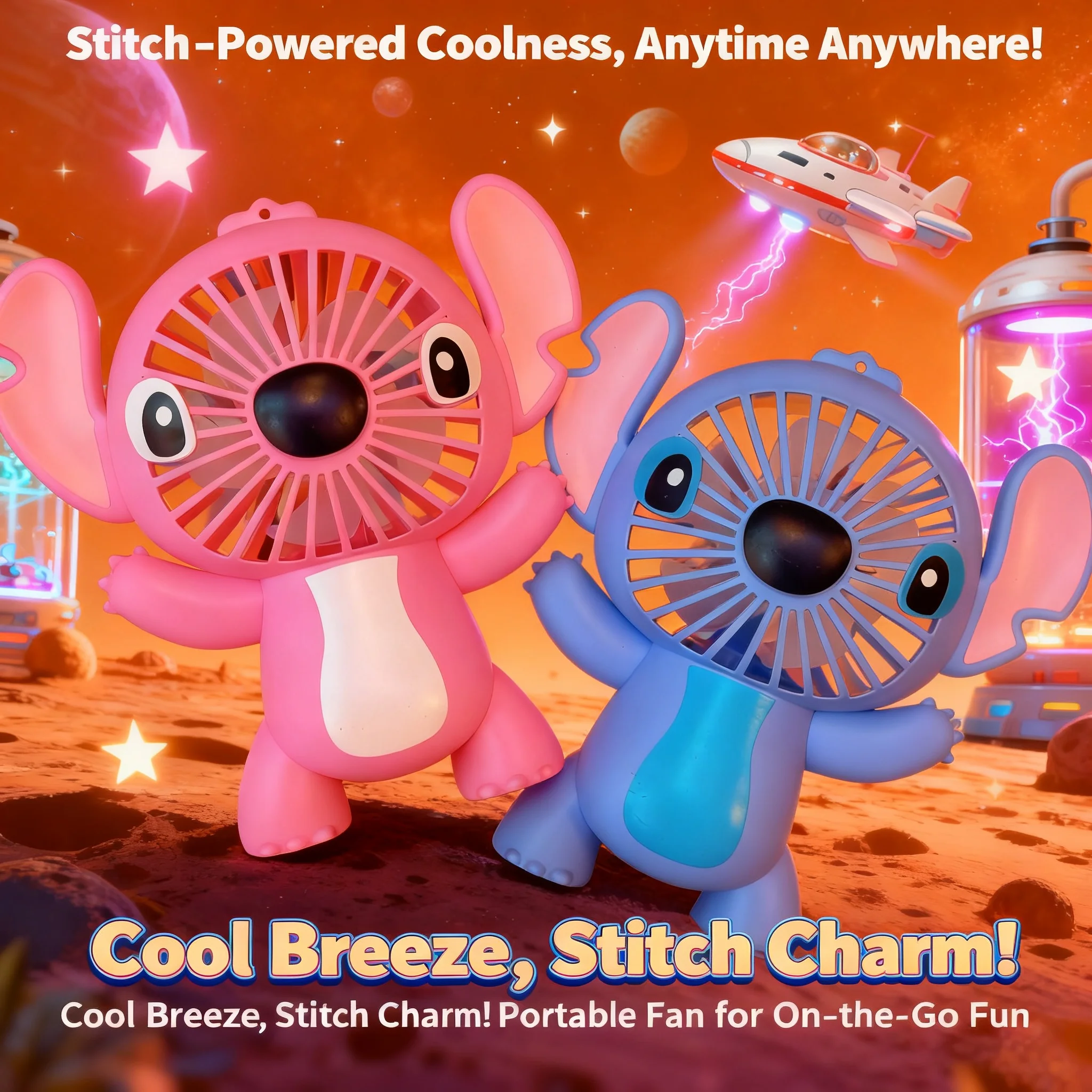 

Disney Lilo and Stitch Anime USB Rechargeable Mini Cooling Fan Portable for Kids Boys Girls Summer Kawaii Gift Toy