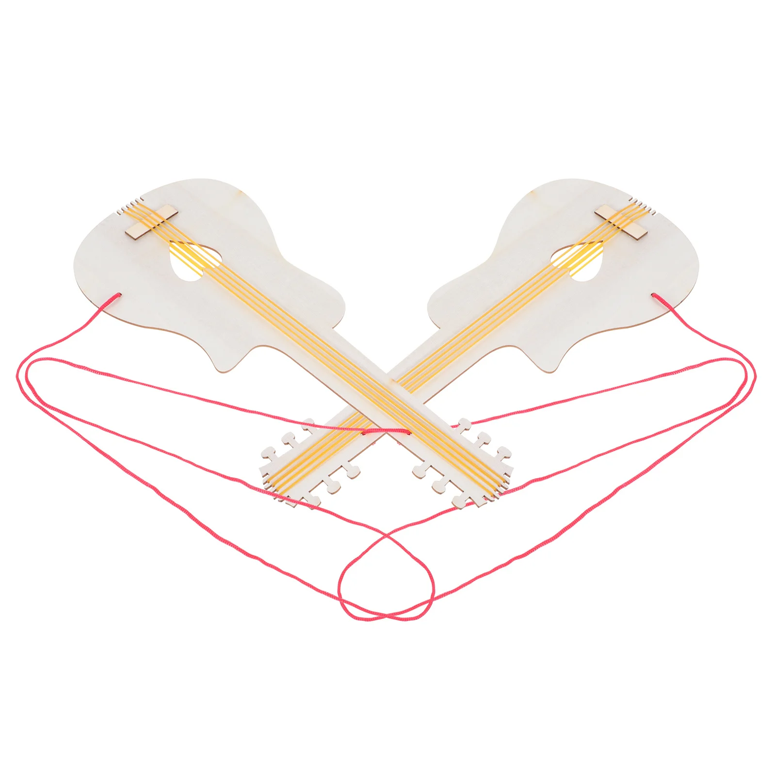 2 Stuks Kids DIY Houten Gitaar Craft Kit Natuurlijke Ongeverfd Muziekinstrument voor Kunst Decoratie Verbeelding Ontwikkeling