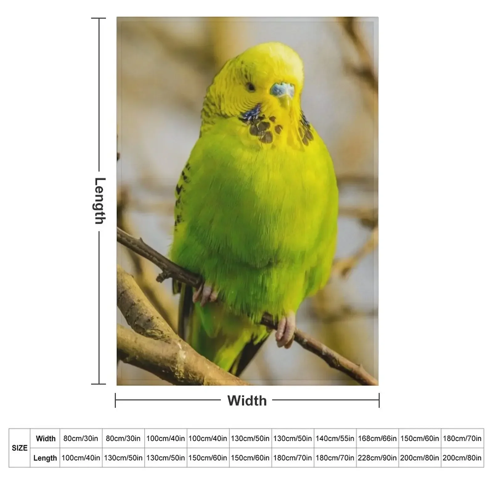 Green Budgie Parakeet Throw Blanket couch cozy soft plush fuzzy picnic outdoor blanket