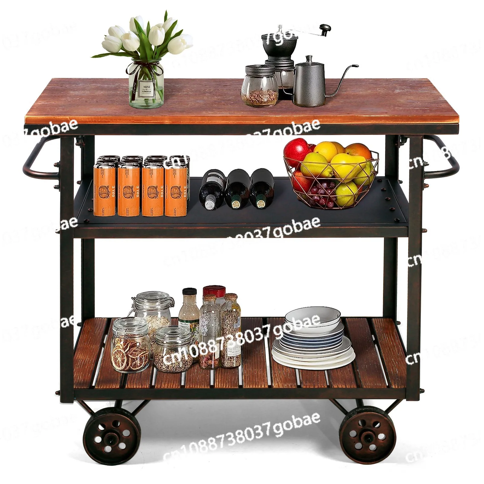 

Промышленный стиль, креативный дизайн, мобильная тележка для кухни, ресторана, трехслойная мобильная стойка для хранения