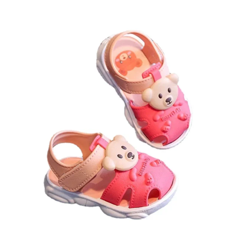 Baby Sandals Summer Closed Toe Little Bear First Walkers Baby Boys Girls PVC Beach Shoes Newborn Soft Non-slip Garden Sandals