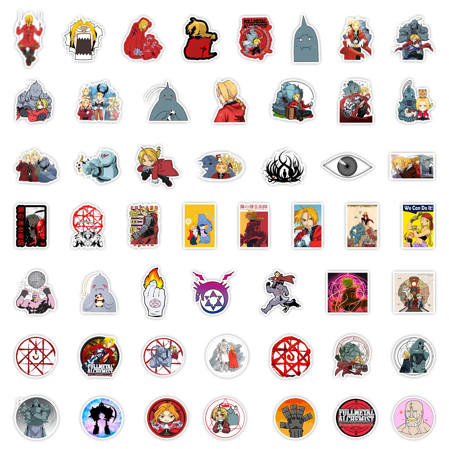 50pcs Fullmetal Alchemist Cartoon Graffiti Stickers Suitcase Laptop Waterproof Sticker Decoration