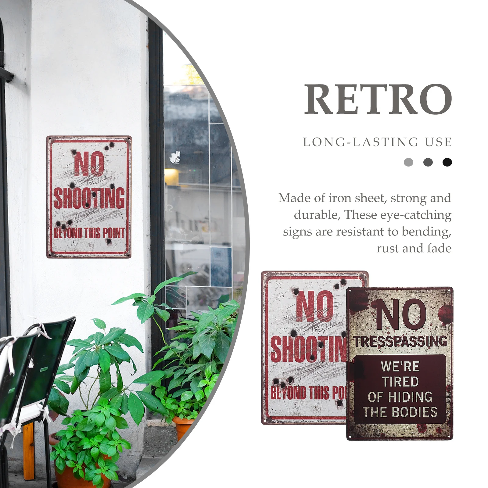 

2 Pcs Vintage Decor Private Area Caution Sign Warning Board for Home Signs Property Metal Outdoor Danger