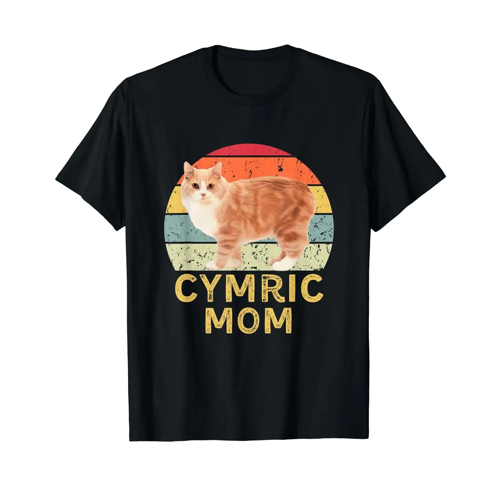 Cymric Mom Retro Vintage Tailless Cat Pet Owner Value T Shirt vintage Washed homme Top For Everyday Wear graphic Slightly