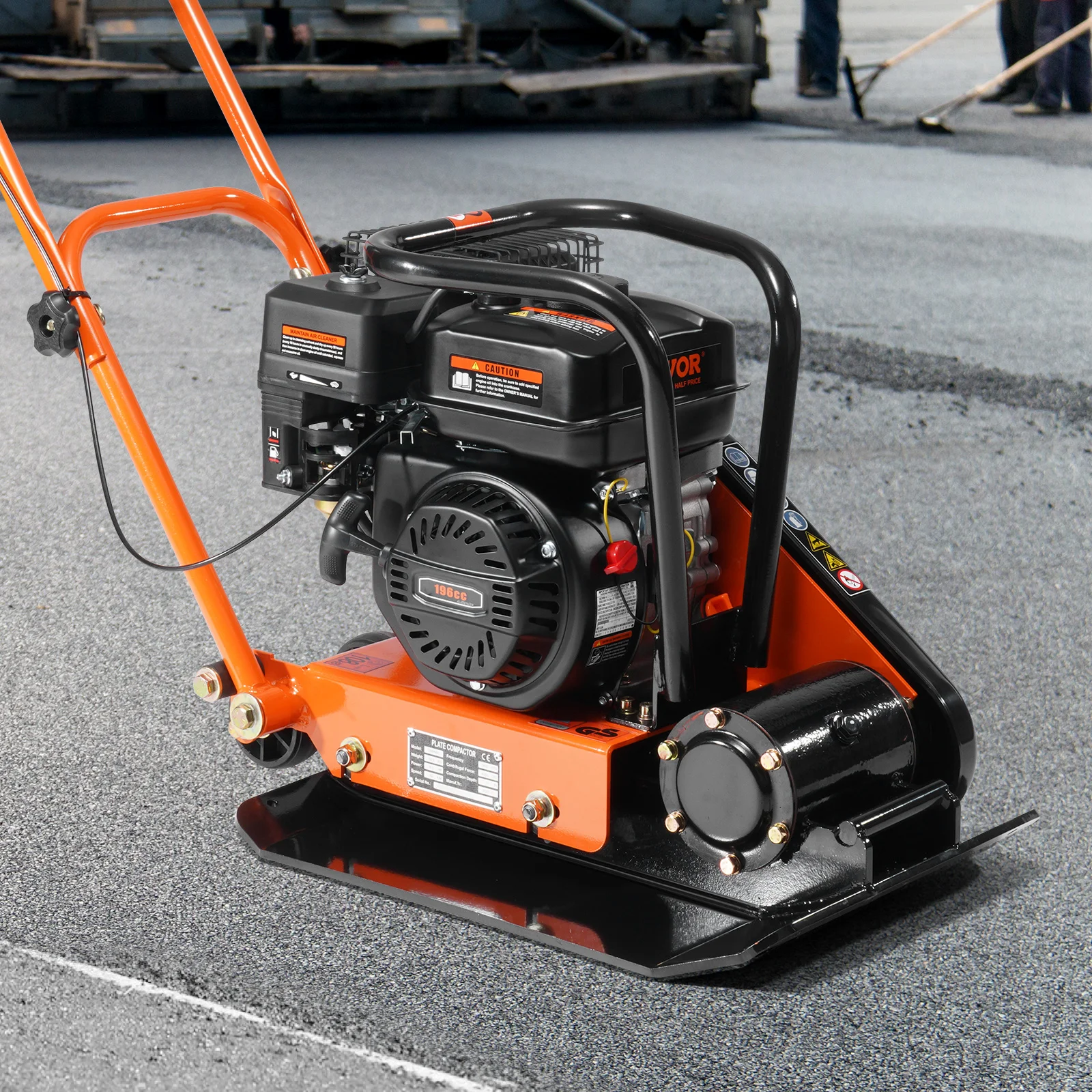 SucceBuy Plate Compactor 2.8/6.5 HP Force Vibratory Compaction Tamper For Walkways, Patios, Asphalts, Paver Landscaping