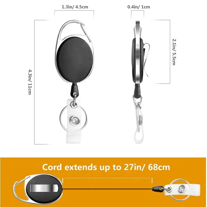 1Set ID Tag Staff Work Pass Card Holder Business Employee Name Badge Holder Reel Set for Nurse ID Holders Card Case Cover Clips