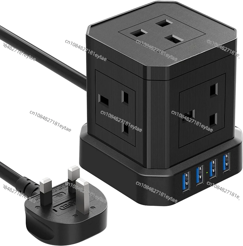 

Suitable for hot-selling British standard socket with 4USB multi-jack fireproof material socket black