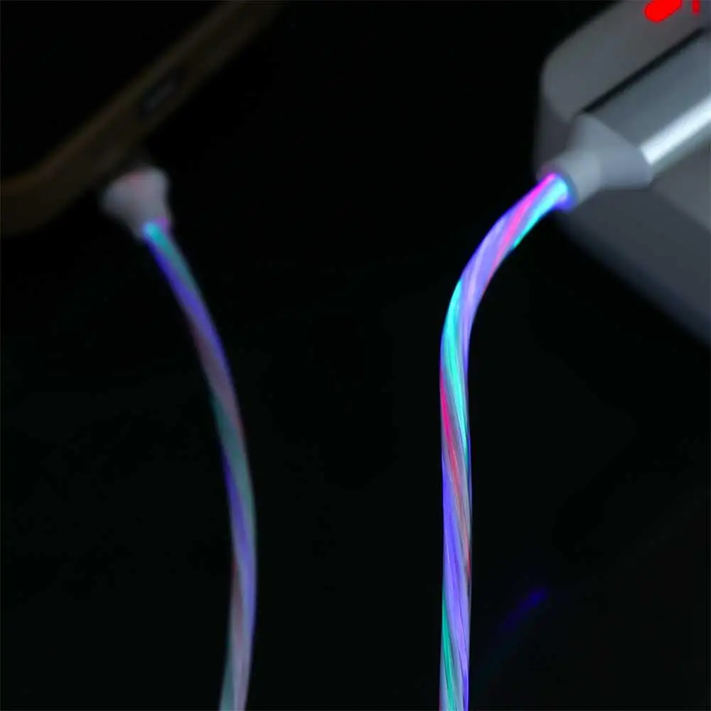 

Glowing Cable Mobile Phone Charging Cables LED light Micro USB Type C Charger For Samsung FOR iPhone FOR Huawei Charge Wire Cord