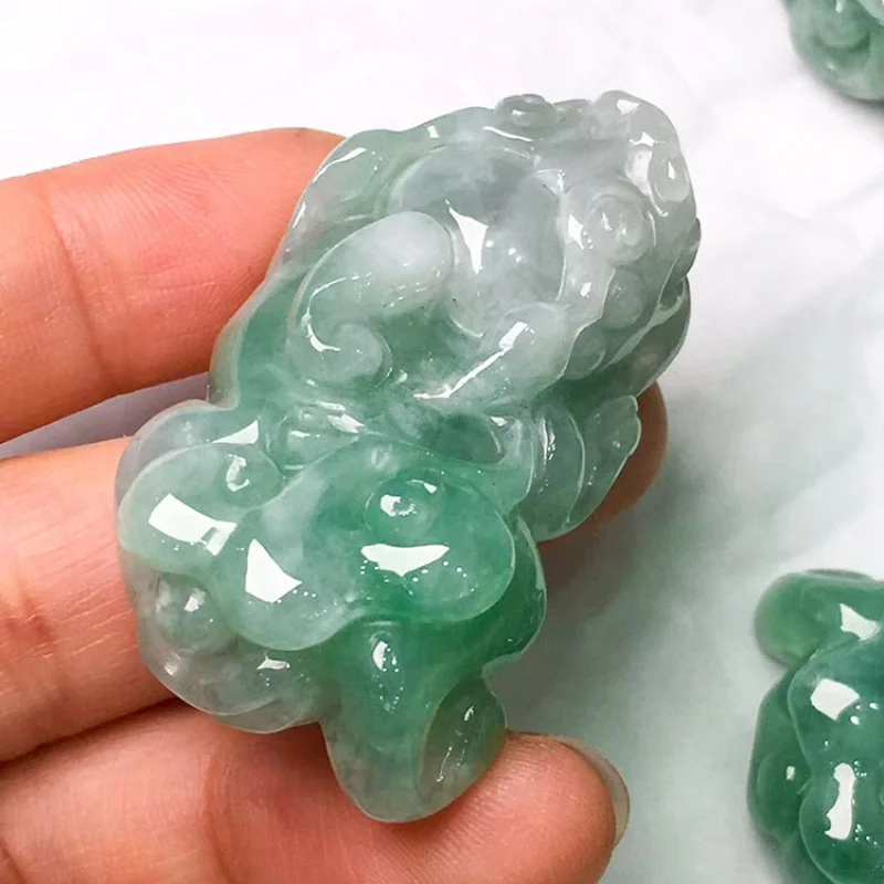 Natural a-Level Bean Color Ruyi Luoxiao Pixiu Jade Pendant