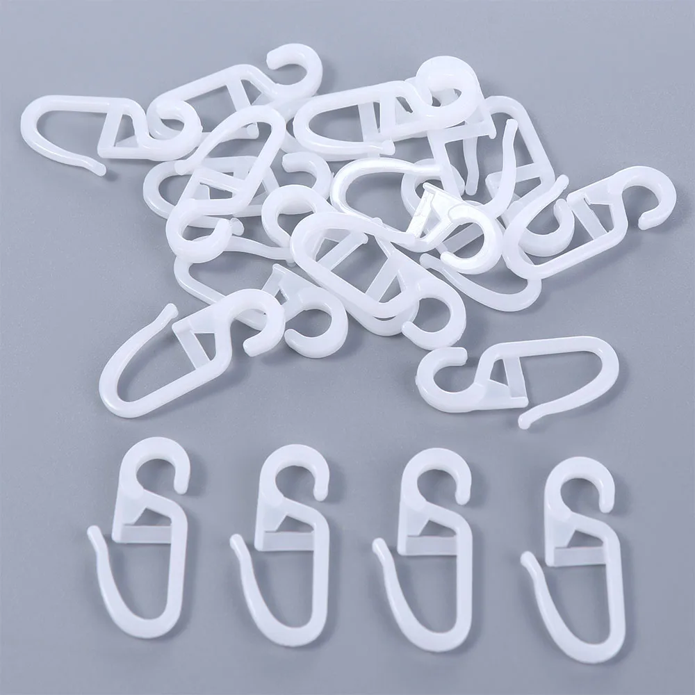 20PCS Curtain Hanging Hooks Ring Window Curtain Hanger Hooks White Plastic Curtain Hook For Car Home Office Curtain