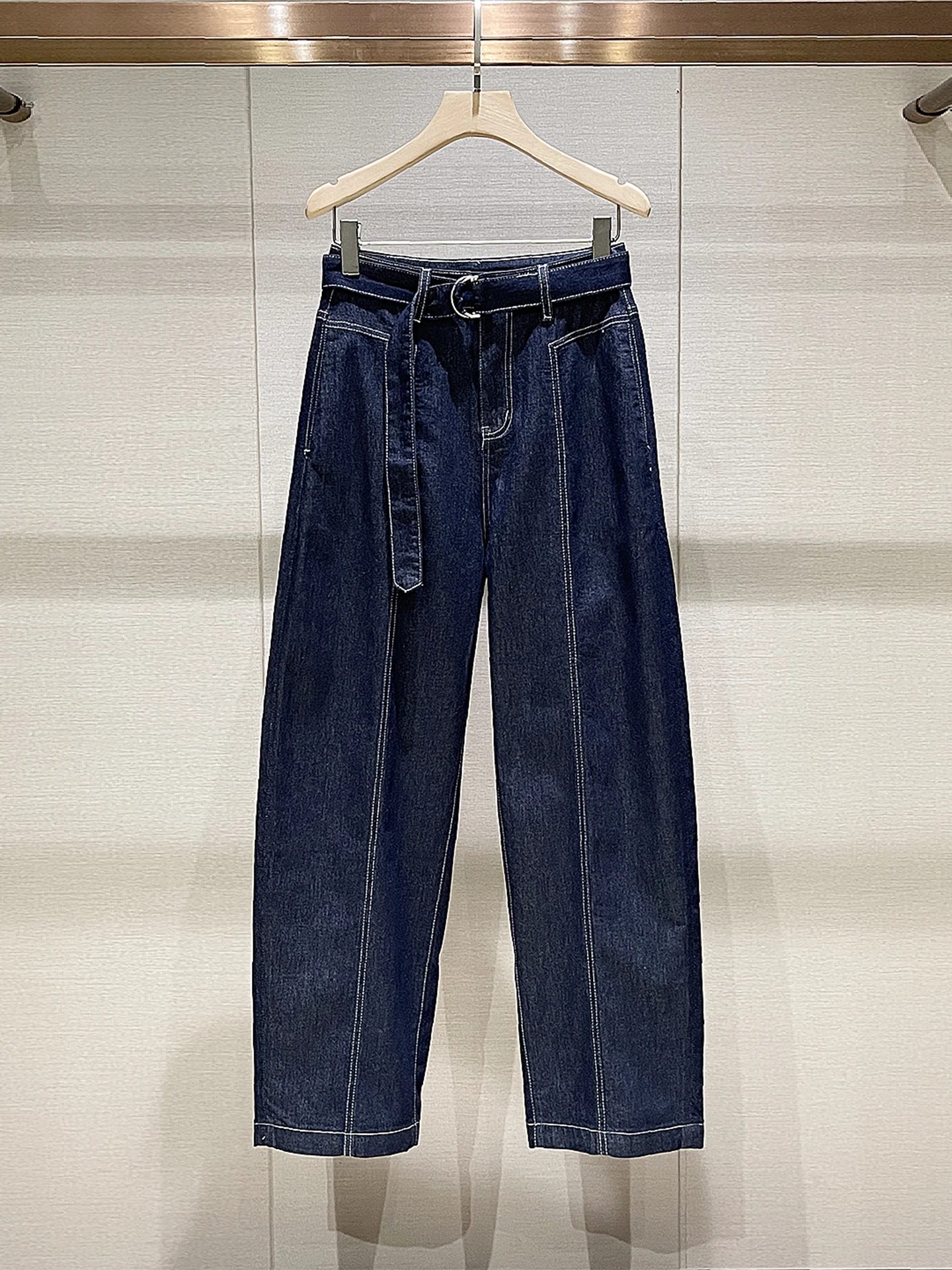 

Джинсы с высокой талией и прямыми штанинами, повседневные, винтажные, женские, с эффектом похудения, синие, из денима, весна 2026, модная новинка