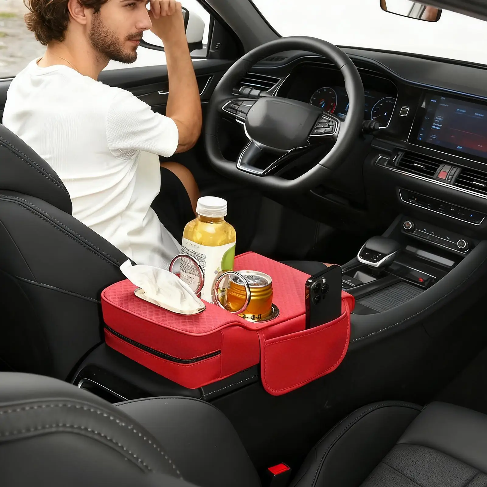 Armrest Storage Box Heavy Duty Ergonomic Non Slip Organization Car Center Console Storage Box For Family Adults Men Women
