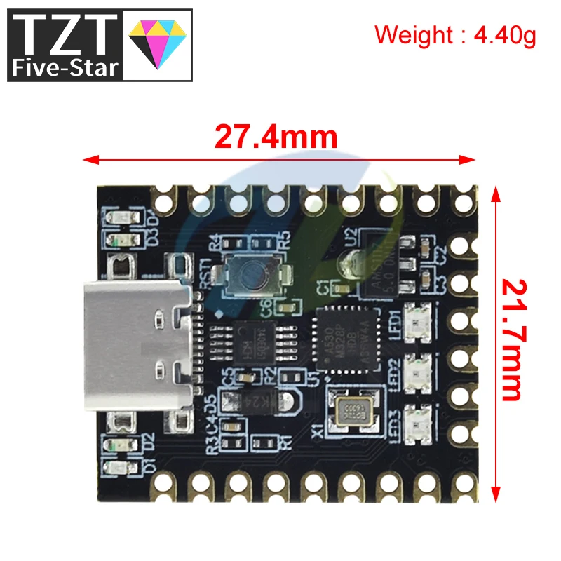 TZT NANO V3.0 / Nano SuperMini Type-C Development Board Atmega328p Chip Ch340 Serial Port For Arduino