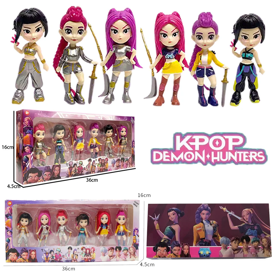 6 unids/set Kpop Demon Hunters figura de juguete de dibujos animados Rumi/Mira/Zoey figura de acción PVC decoración de escritorio modelo muñeca juguete Fans caja regalo