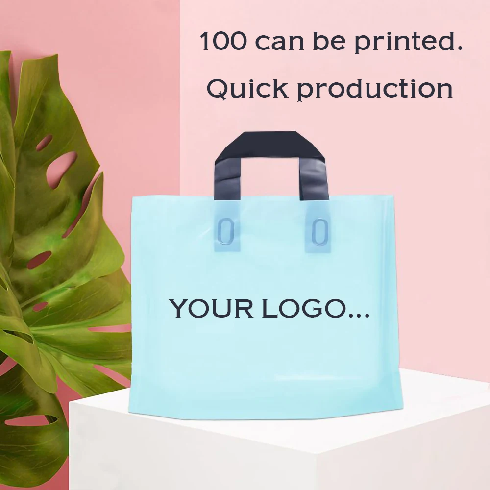 100pcs Custom Logo Colorful Shopping Bags Plastic Party Gift Bag Double-sided Print One Color Logo Free Design Print Store brand